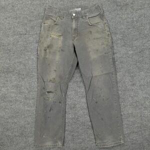 Carhartt Rugged Flex Pants Mens 30x30 Gray Relaxed Fit Canvas Workwear Thrashed